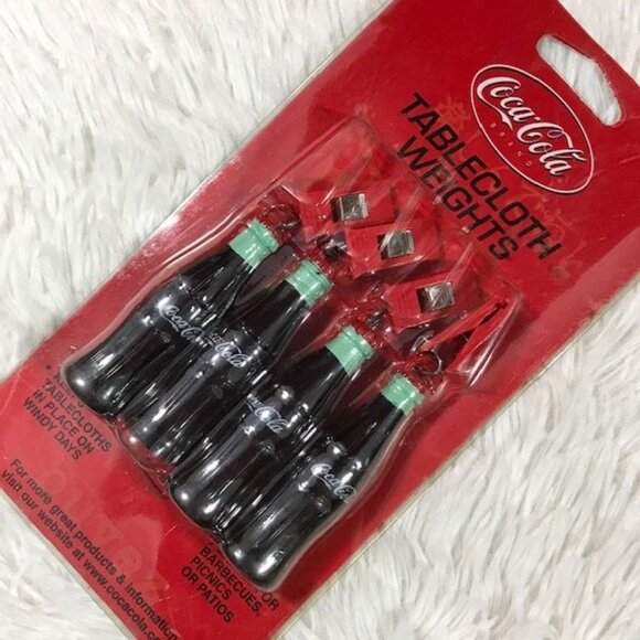 Set of 4 Vintage Coca-Cola Coke Bottle Tablecloth Weights - Picture 1 of 6